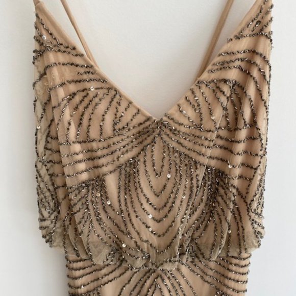 Adrianna Papell Beaded Tan Dress - Picture 3 of 8